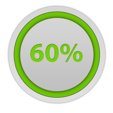 Beyaz arka plan üzerinde yüzde altmış dairesel simgesi