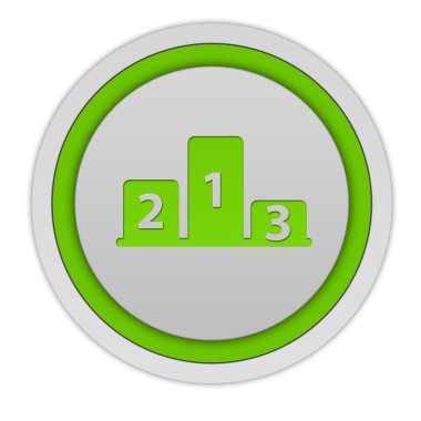 Beyaz arka plan üzerinde kazanan dairesel simgesi