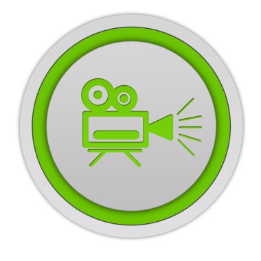 beyaz zemin üzerinde kamera dairesel simgesi