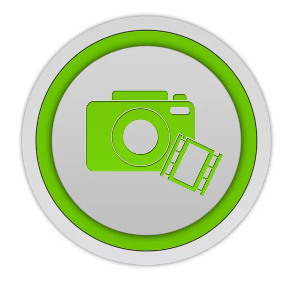 Icono circular de la cámara sobre fondo blanco — Foto de Stock