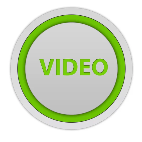 白い背景の上のビデオの円形アイコン — ストック写真