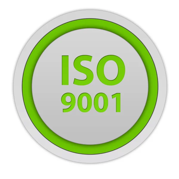 Beyaz arka plan üzerinde ISO 9001 dairesel simgesi — Stok fotoğraf