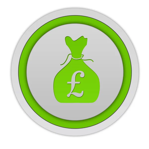 Pound money bag circular icon on white background — Stock Photo, Image