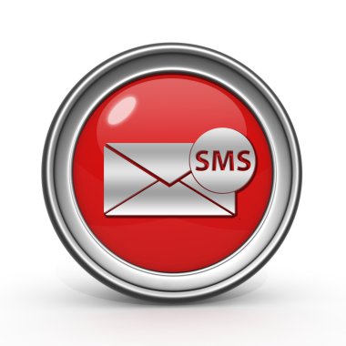 SMS dairesel simgesi beyaz zemin üzerine