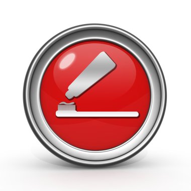 Diş fırça dairesel simgesi beyaz arka plan üzerinde