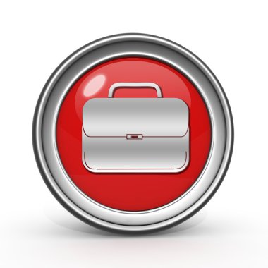 Beyaz arka plan üzerinde çanta dairesel simgesi