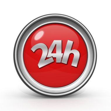 Beyaz arka plan üzerinde 24 saat dairesel simgesi