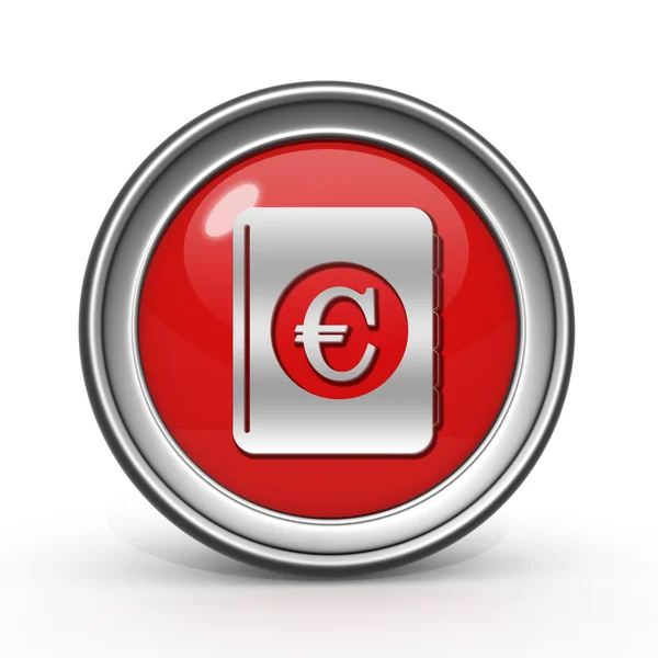 Euro peníze knihy kulatá ikona na bílém pozadí — Stock fotografie
