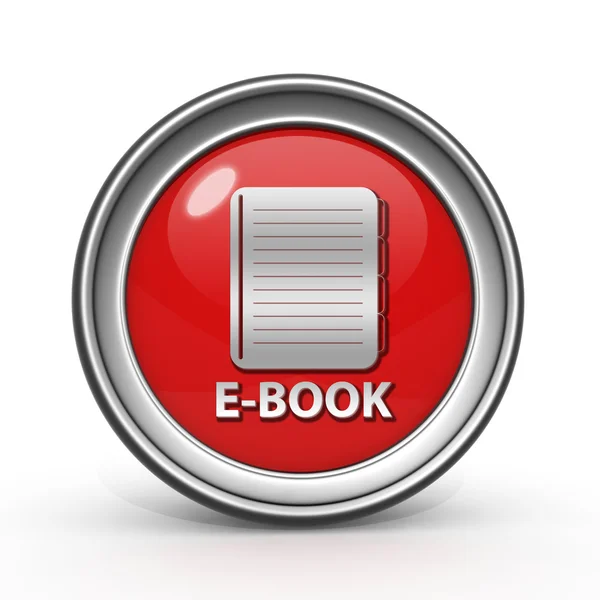 Круговая иконка электронной книги на белом фоне — стоковое фото