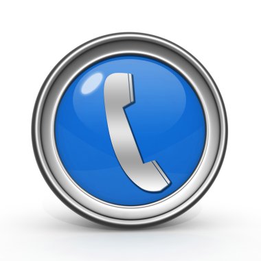 beyaz zemin üzerinde telefon dairesel simgesi
