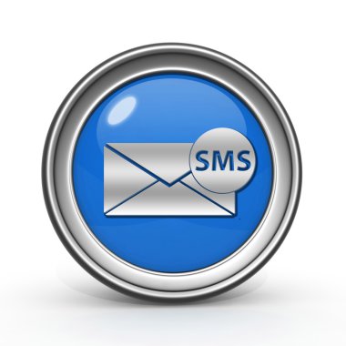 SMS dairesel simgesi beyaz zemin üzerine