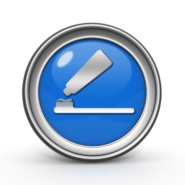 Diş fırça dairesel simgesi beyaz arka plan üzerinde