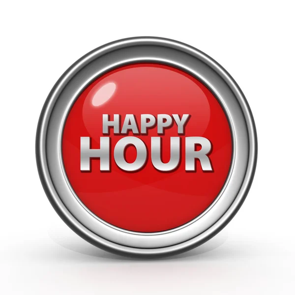 Happy Hour rundes Symbol auf weißem Hintergrund — Stockfoto