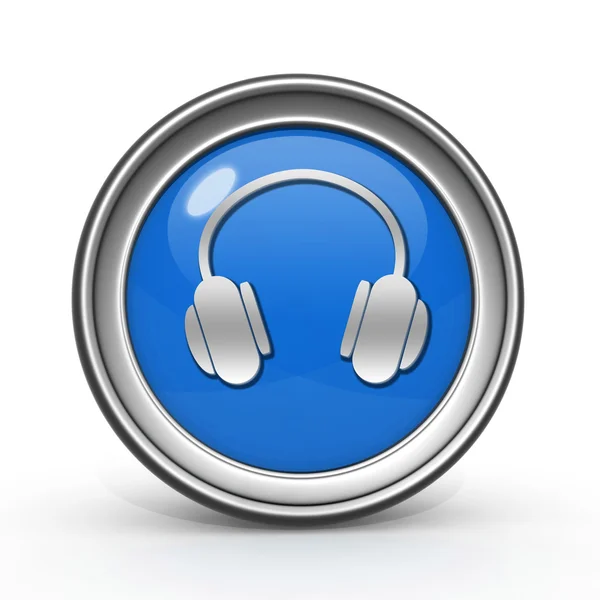 Headset circular icon on white background — Stock Photo, Image