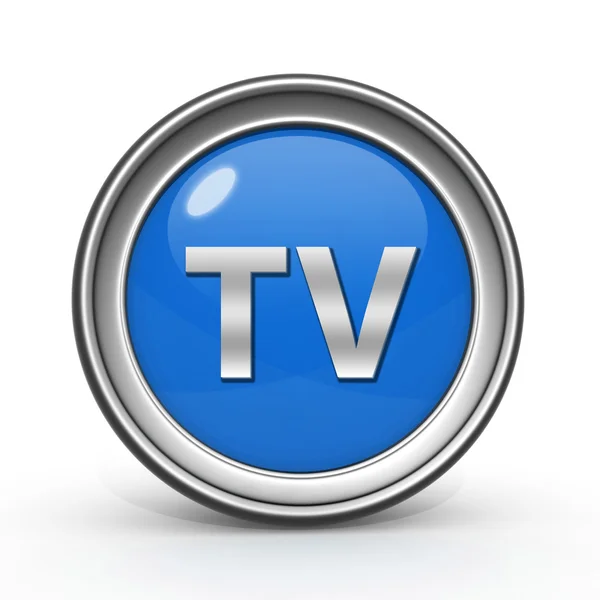 Beyaz arka plan üzerinde TV dairesel simgesi — Stok fotoğraf