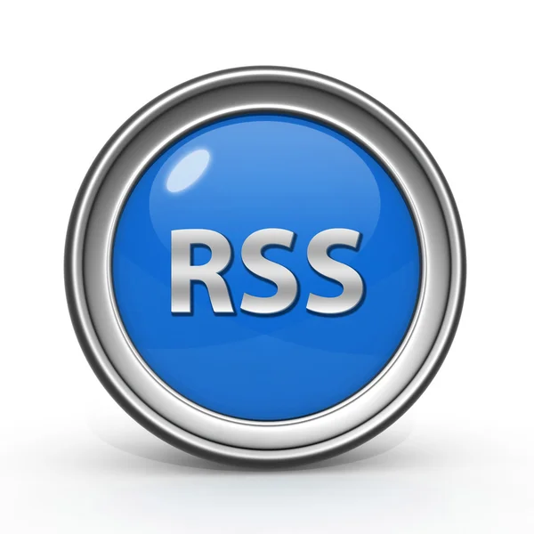 Круговая иконка RSS на белом фоне — стоковое фото