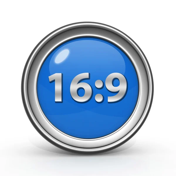 16:9 circular icon on white background — Stock Photo, Image