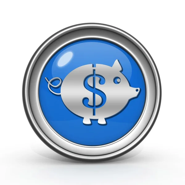 Dollar pig circular icon on white background — Stock Photo, Image