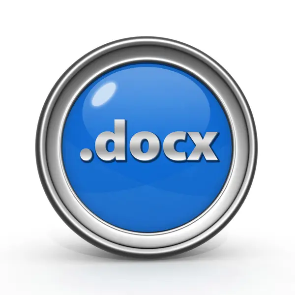.kulatá ikona DOCX na bílém pozadí — Stock fotografie