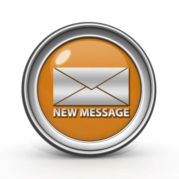 Ícone circular nova mensagem no fundo branco — Fotografia de Stock