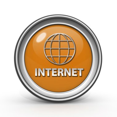 Beyaz arka plan üzerinde inernet dairesel simgesi
