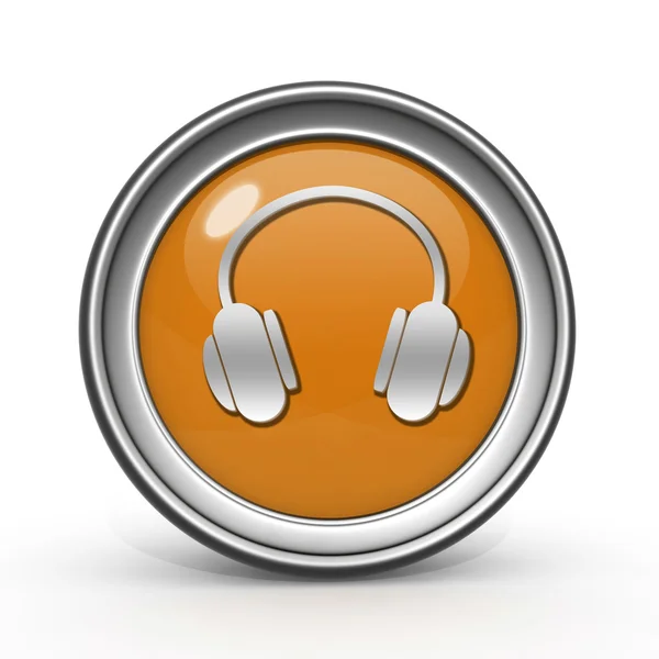 Headset ícone circular no fundo branco — Fotografia de Stock