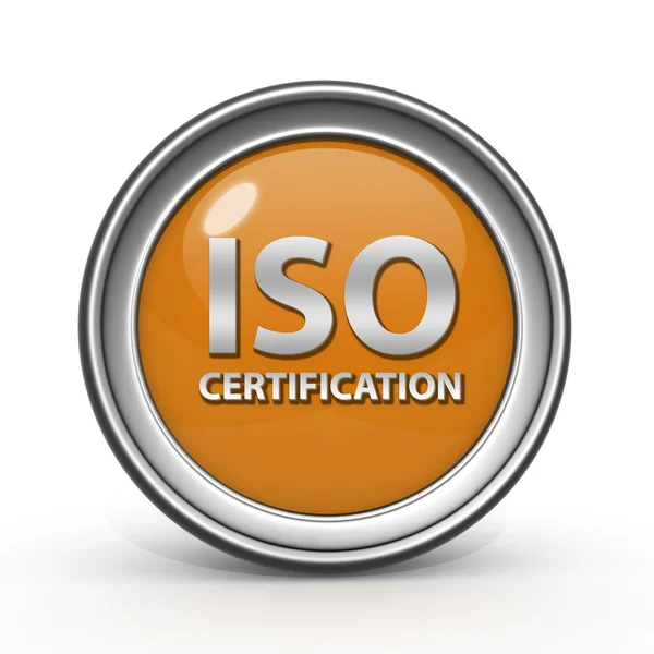 ISO sertifika dairesel simgesi beyaz arka plan üzerinde — Stok fotoğraf