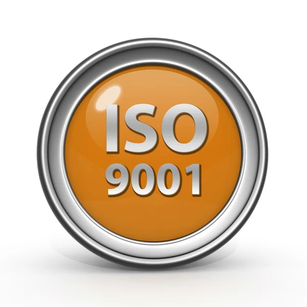 Ícone circular Iso 9001 sobre fundo branco — Fotografia de Stock