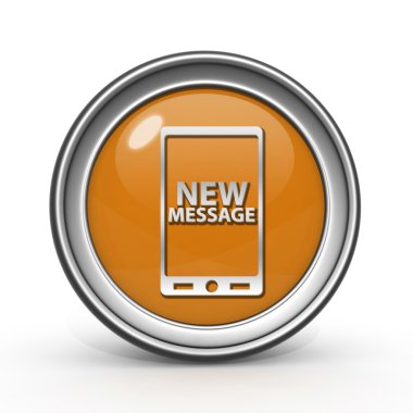 Beyaz arka plan üzerinde yeni ileti dairesel simgesi