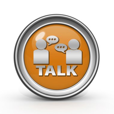 Dairesel simgesi beyaz arka plan üzerinde konuşmak