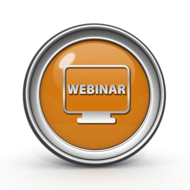 Webinar dairesel simgesi beyaz arka plan üzerinde