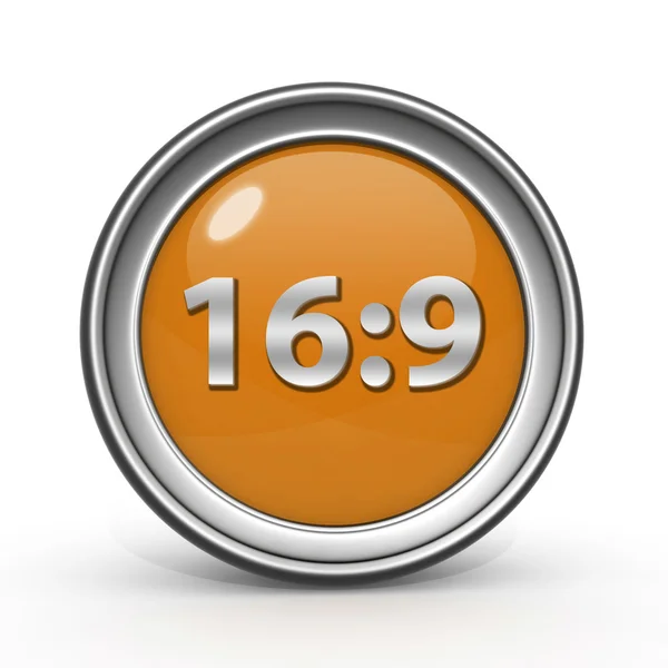 16: 9 ícone circular no fundo branco — Fotografia de Stock