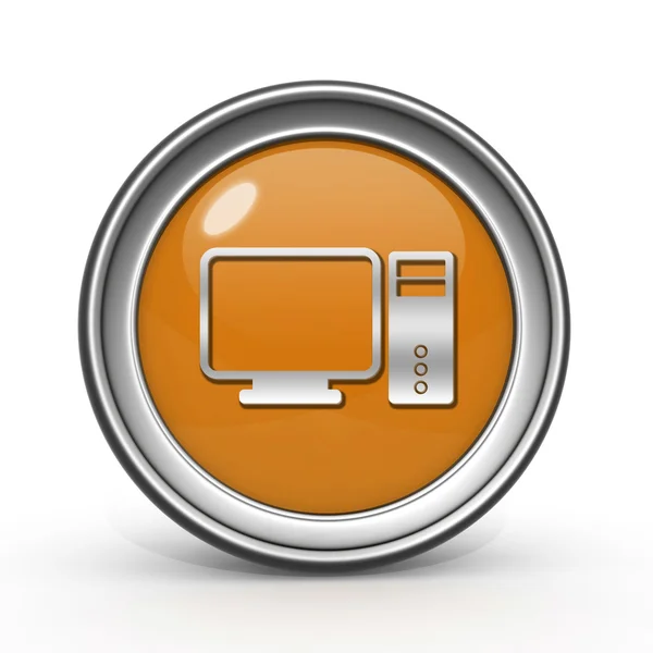 Icona circolare del computer su sfondo bianco — Foto Stock