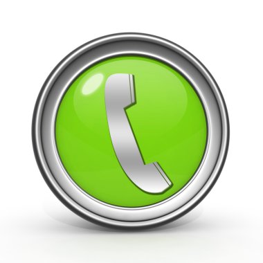 beyaz zemin üzerinde telefon dairesel simgesi