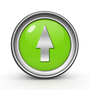 Beyaz arka plan üzerinde yukarı ok dairesel simgesi