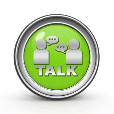 Dairesel simgesi beyaz arka plan üzerinde konuşmak