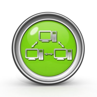 Beyaz arka plan veritabanı dairesel simgesine