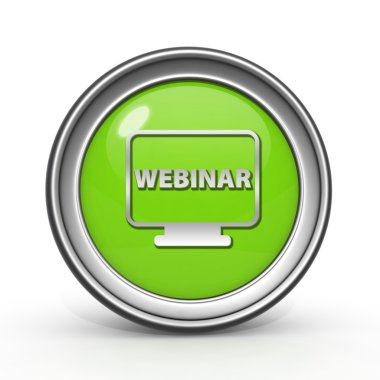 Webinar dairesel simgesi beyaz arka plan üzerinde