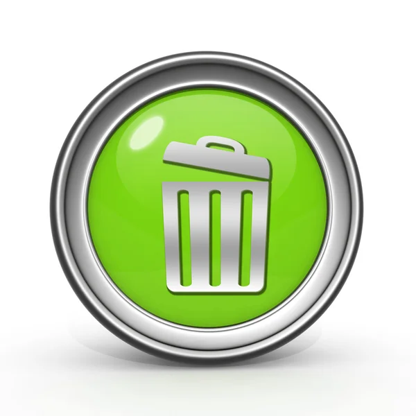 Lata de lixo ícone circular no fundo branco — Fotografia de Stock