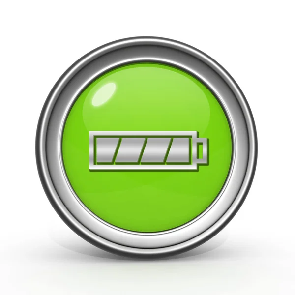Kulatá ikona baterie na bílém pozadí — Stock fotografie
