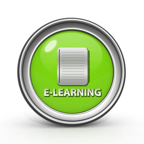 E-learning okrągła ikona na białym tle — Zdjęcie stockowe
