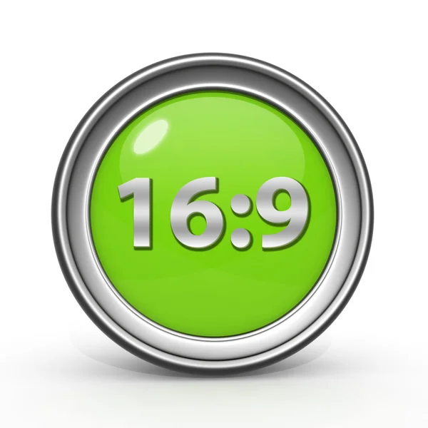 16 9 circular icon on white background — Stock Photo, Image