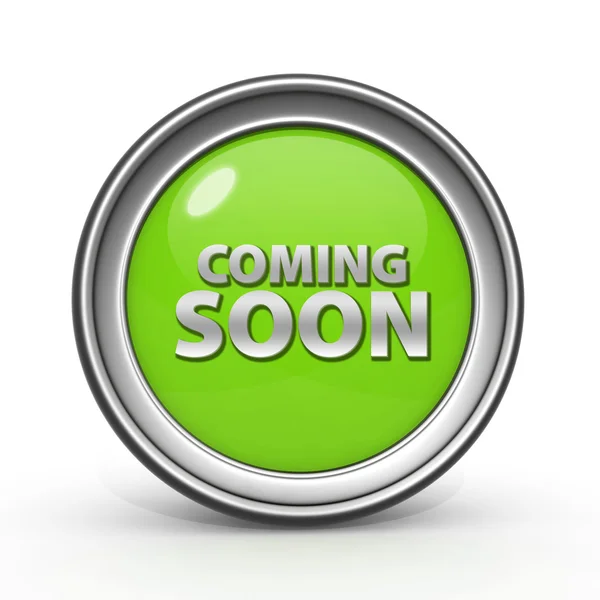 Coming soon circular icon on white background — Stock Photo, Image