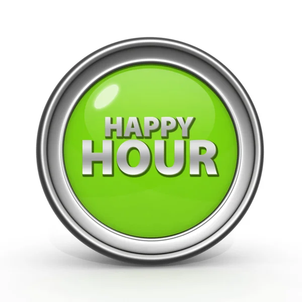 Happy Hour circular icon pada latar belakang putih — Stok Foto