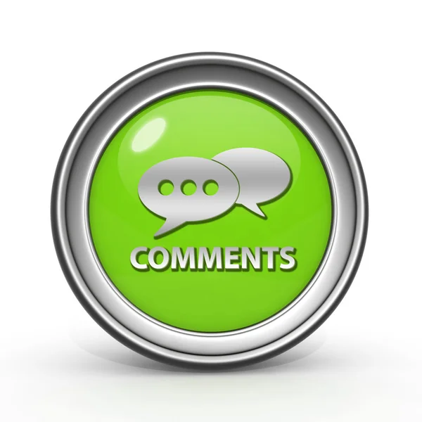 Comments now circular icon on white background — Stock Photo, Image
