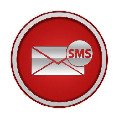SMS dairesel simgesi beyaz zemin üzerine