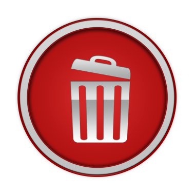 beyaz zemin üzerinde dairesel simgesini çöp kutusu