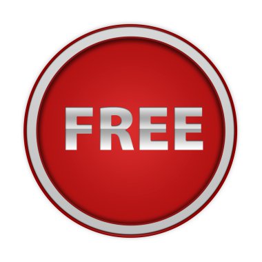 Ücretsiz dairesel simgesi beyaz zemin üzerine