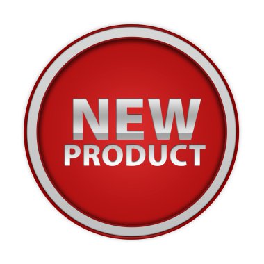 Beyaz arka plan üzerinde yeni ürün dairesel simgesi