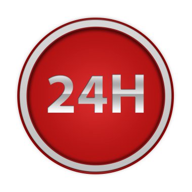 Beyaz arka plan üzerinde 24 saat dairesel simgesi